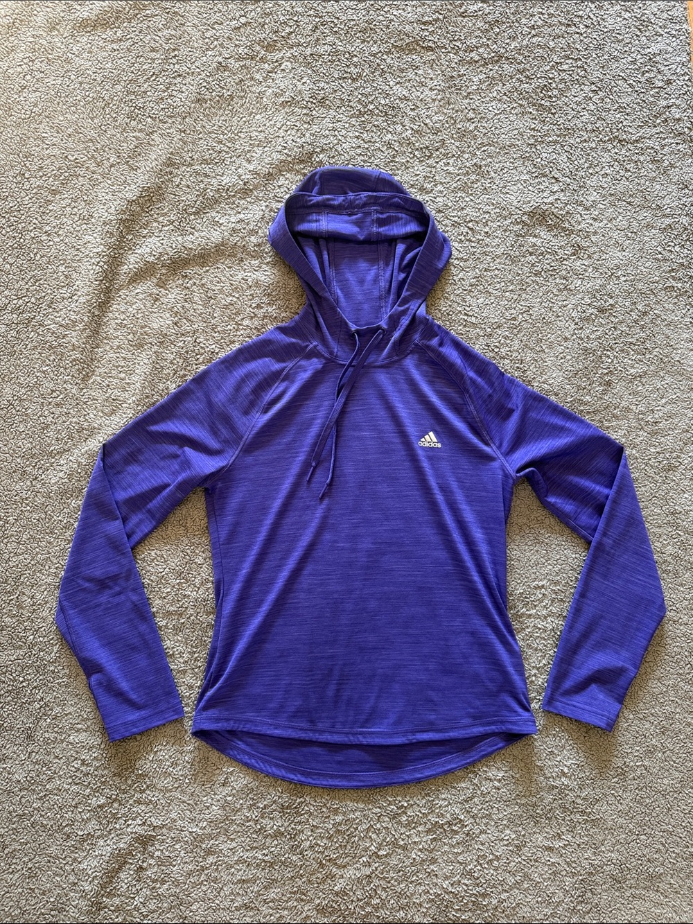 adidas Purple Hooded Long Sleeve Performance Top
